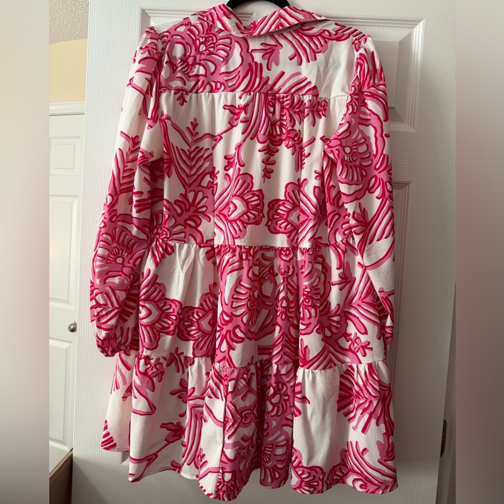 Pink and White Print Floral Dress - Picture 4 of 4